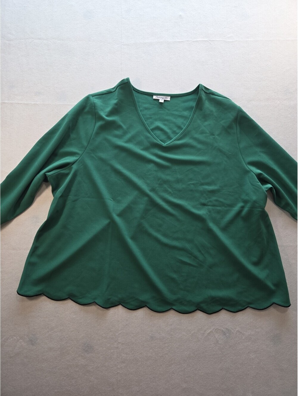 Serengeti Blouse Womens 3X Green 3/4 Sleeve Top christmas Colors CB4 0053